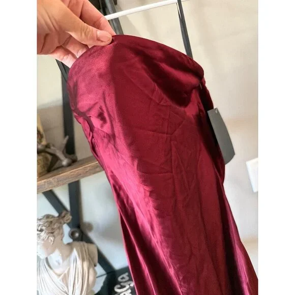 retrofete Keaton Silk Strapless Dress Cabernet Womens Size XS